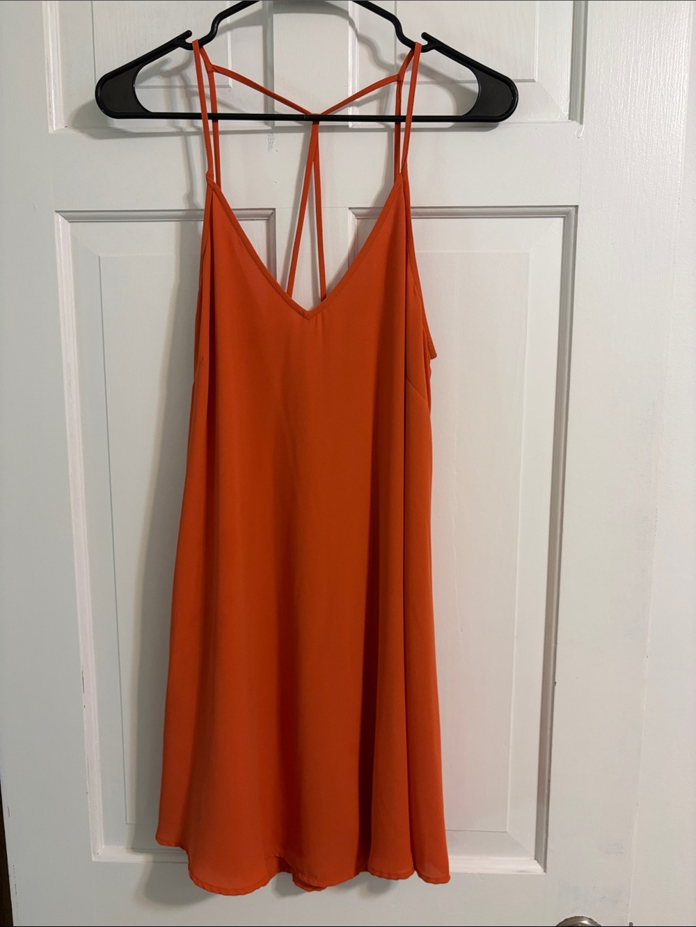 Lush Orange Strappy V-Neck Mini Dress